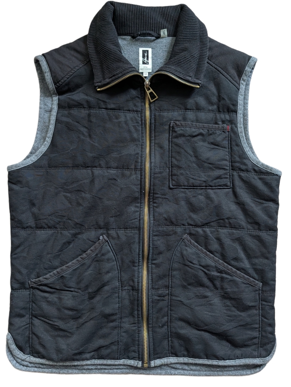 Howe No 65 Creative Workforce Mens Black Gray Zip Quilted Vest Size Medium